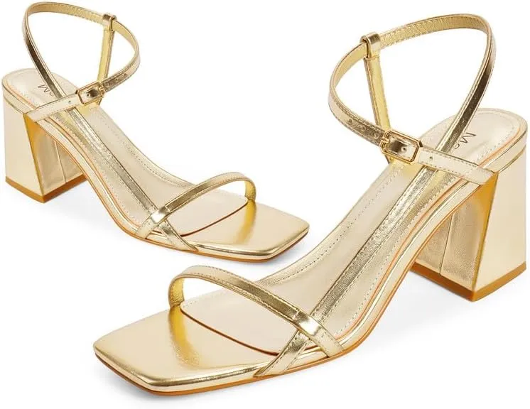 Modatope Women's Chunky Heel Square Toe Sandals - Red