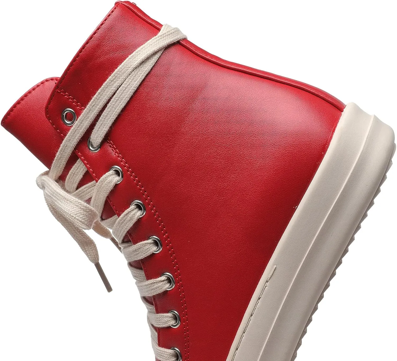 MOFEEDOUKA Womens High Top Sneakers Lace Up Comfort Platform Walking Canvas Shoes with Zipper