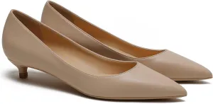 MOOMMO Low Kitten Heel Pumps for Women Pointed Toe Satin Dress Shoes Slip On 1 Inch Low Heel Work Pumps Comfy Basic Casual Office Evening Party Bridal Pump Shoes 4-13 M US
