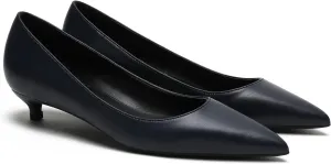 MOOMMO Low Kitten Heel Pumps for Women Pointed Toe Satin Dress Shoes Slip On 1 Inch Low Heel Work Pumps Comfy Basic Casual Office Evening Party Bridal Pump Shoes 4-13 M US