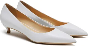 MOOMMO Low Kitten Heel Pumps for Women Pointed Toe Satin Dress Shoes Slip On 1 Inch Low Heel Work Pumps Comfy Basic Casual Office Evening Party Bridal Pump Shoes 4-13 M US