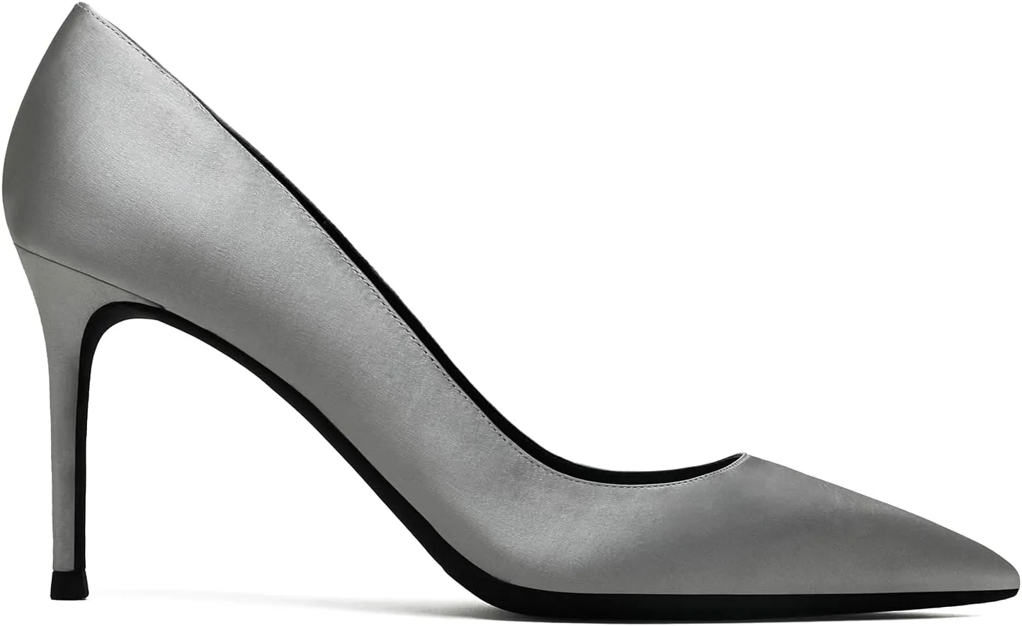 MOOMMO Women Classic High Heels Pumps Shoes Pointed Toe Slip On Satin Heels Stiletto Dress Shoes Pointed Closed Toe 3" Kitten Heel Sandals Office Ladies Bridal Wedding Party Formal Basic 4-13 M US