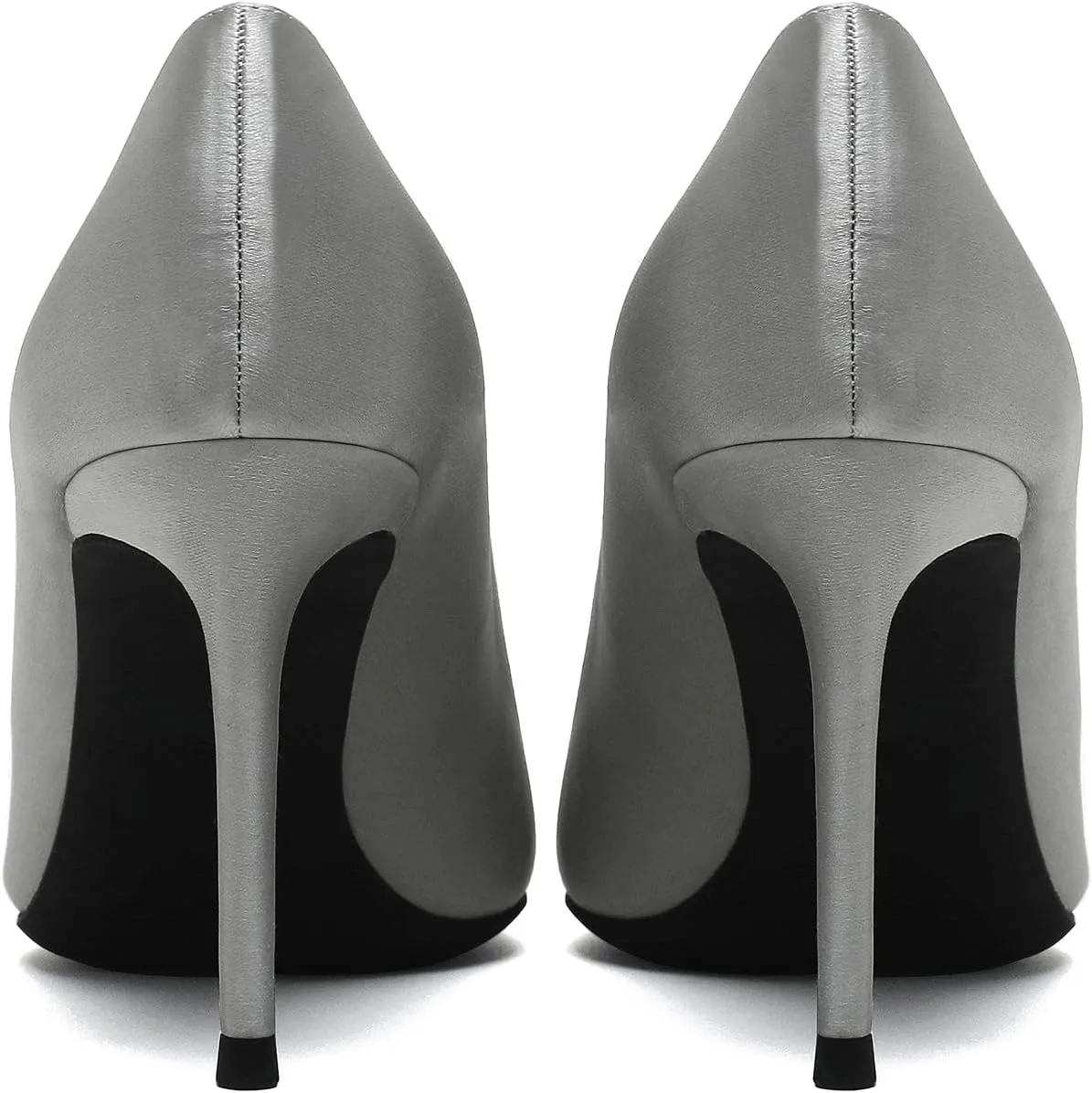 MOOMMO Women Classic High Heels Pumps Shoes Pointed Toe Slip On Satin Heels Stiletto Dress Shoes Pointed Closed Toe 3" Kitten Heel Sandals Office Ladies Bridal Wedding Party Formal Basic 4-13 M US