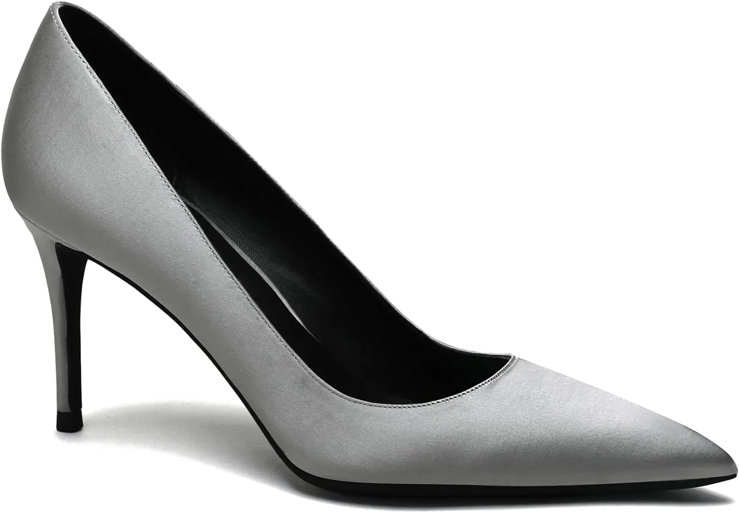 MOOMMO Women Classic High Heels Pumps Shoes Pointed Toe Slip On Satin Heels Stiletto Dress Shoes Pointed Closed Toe 3" Kitten Heel Sandals Office Ladies Bridal Wedding Party Formal Basic 4-13 M US