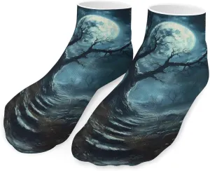 Moon Dark Forests Low Cut Ankle Socks Casual Liner Sock Pack Non Slip Invisible For Men Women