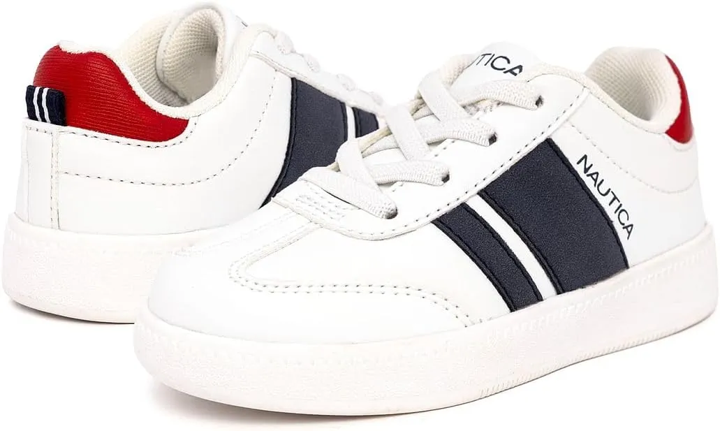 Nautica Boys Girls Casual Fashion Shoes – Comfortable Soccer Classic Walking Tennis Sneakers for Kids – Breathable, Lightweight & Flexible (Lace Up/Bungee) (Low-Top/High Top)