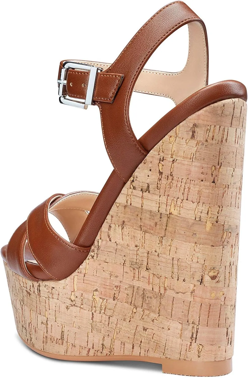 NobleOnly Women's Wedge High Heels Platform Ankle Strap Sandals Open Toe Slingback Basic Office Sandal 6" Heel Shoes
