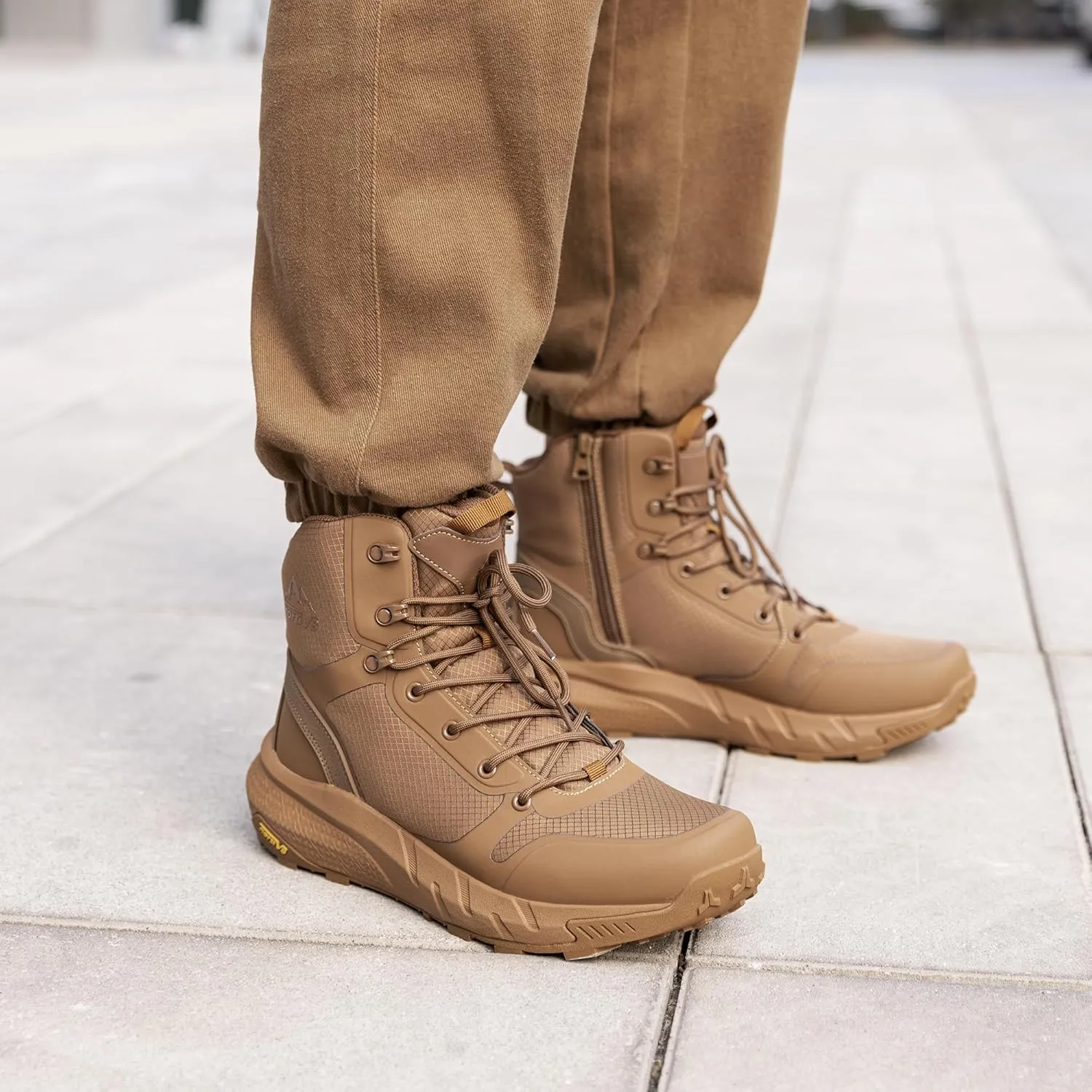 NORTIV 8 Men's Military Tactical Boot Lightweight Comfortable Boots for Work All Day Side Zipper Motorcycle Combat Hiking Boots 8 Inches Metrostrike