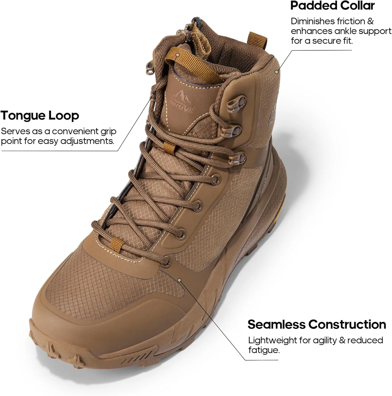 NORTIV 8 Men's Military Tactical Boot Lightweight Comfortable Boots for Work All Day Side Zipper Motorcycle Combat Hiking Boots 8 Inches Metrostrike