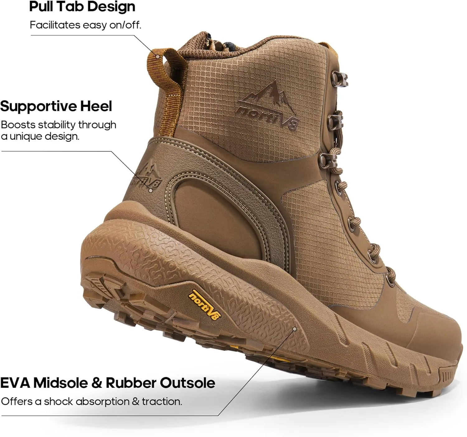 NORTIV 8 Men's Military Tactical Boot Lightweight Comfortable Boots for Work All Day Side Zipper Motorcycle Combat Hiking Boots 8 Inches Metrostrike