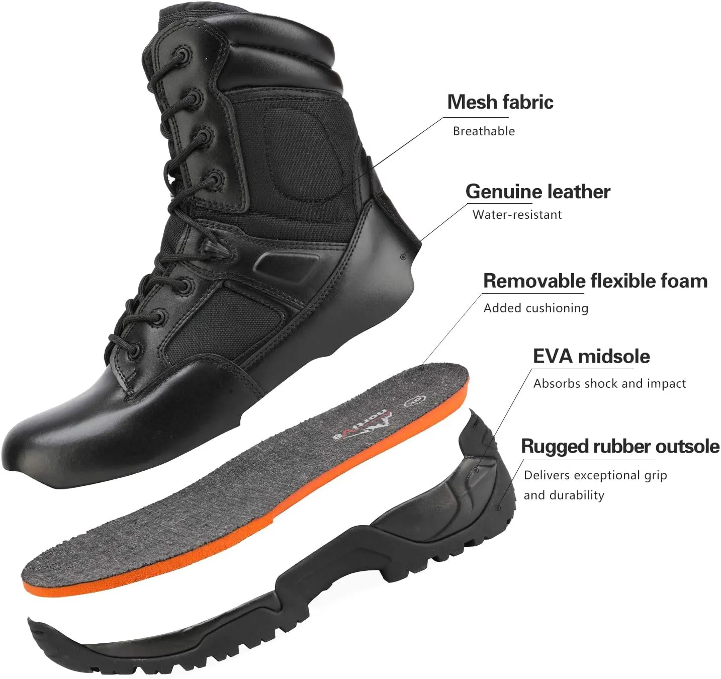 NORTIV 8 Men's Military Tactical Work Boots Hiking Motorcycle Combat Boots Response