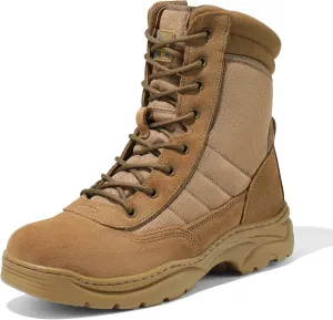 NORTIV 8 Men's Military Tactical Work Boots Side Zipper Leather Motorcycle Combat Boots Trooper(6-8 Inches)