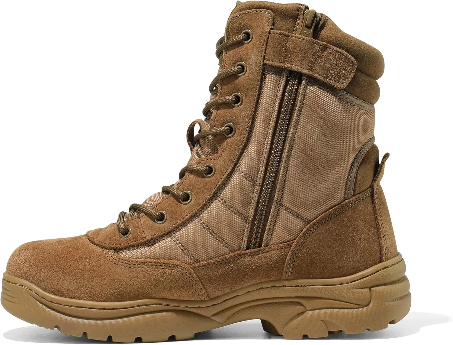 NORTIV 8 Men's Military Tactical Work Boots Side Zipper Leather Motorcycle Combat Boots Trooper(6-8 Inches)