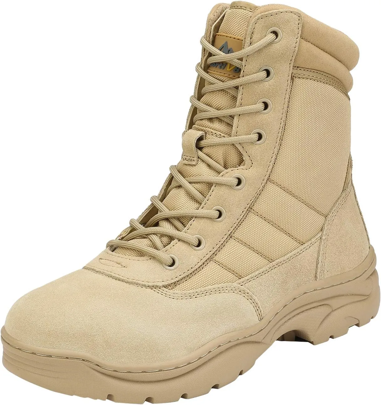 NORTIV 8 Men's Military Tactical Work Boots Side Zipper Leather Motorcycle Combat Boots Trooper(6-8 Inches)