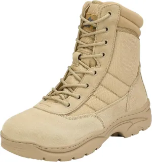 NORTIV 8 Men's Military Tactical Work Boots Side Zipper Leather Motorcycle Combat Boots Trooper(6-8 Inches)