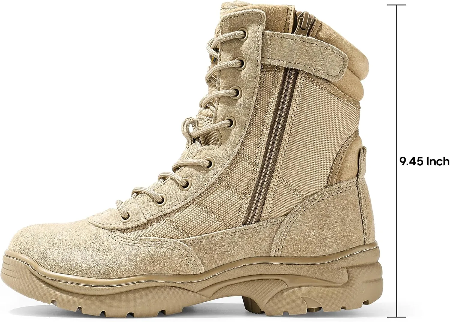 NORTIV 8 Men's Military Tactical Work Boots Side Zipper Leather Motorcycle Combat Boots Trooper(6-8 Inches)