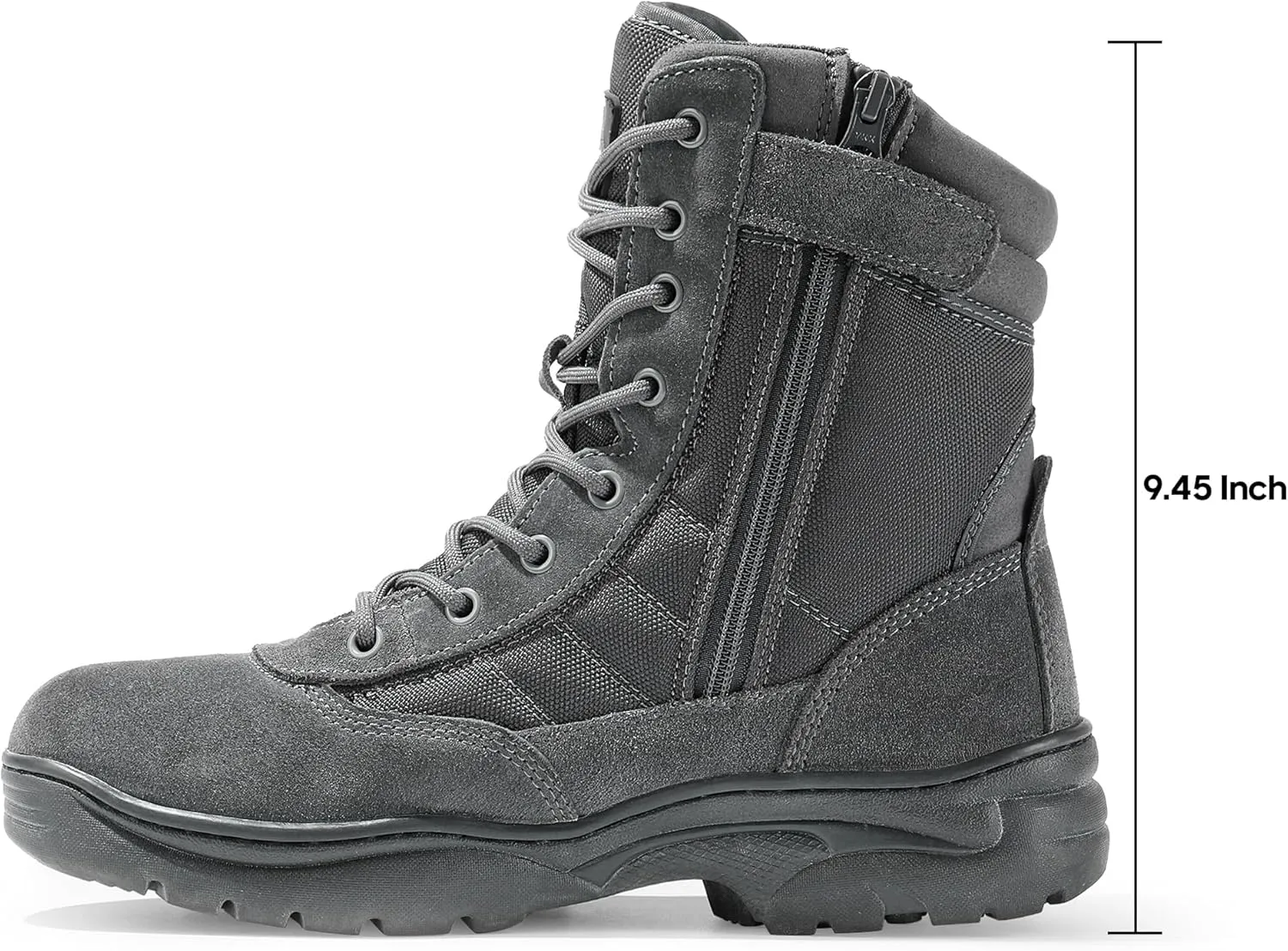 NORTIV 8 Men's Military Tactical Work Boots Side Zipper Leather Motorcycle Combat Boots Trooper(6-8 Inches)