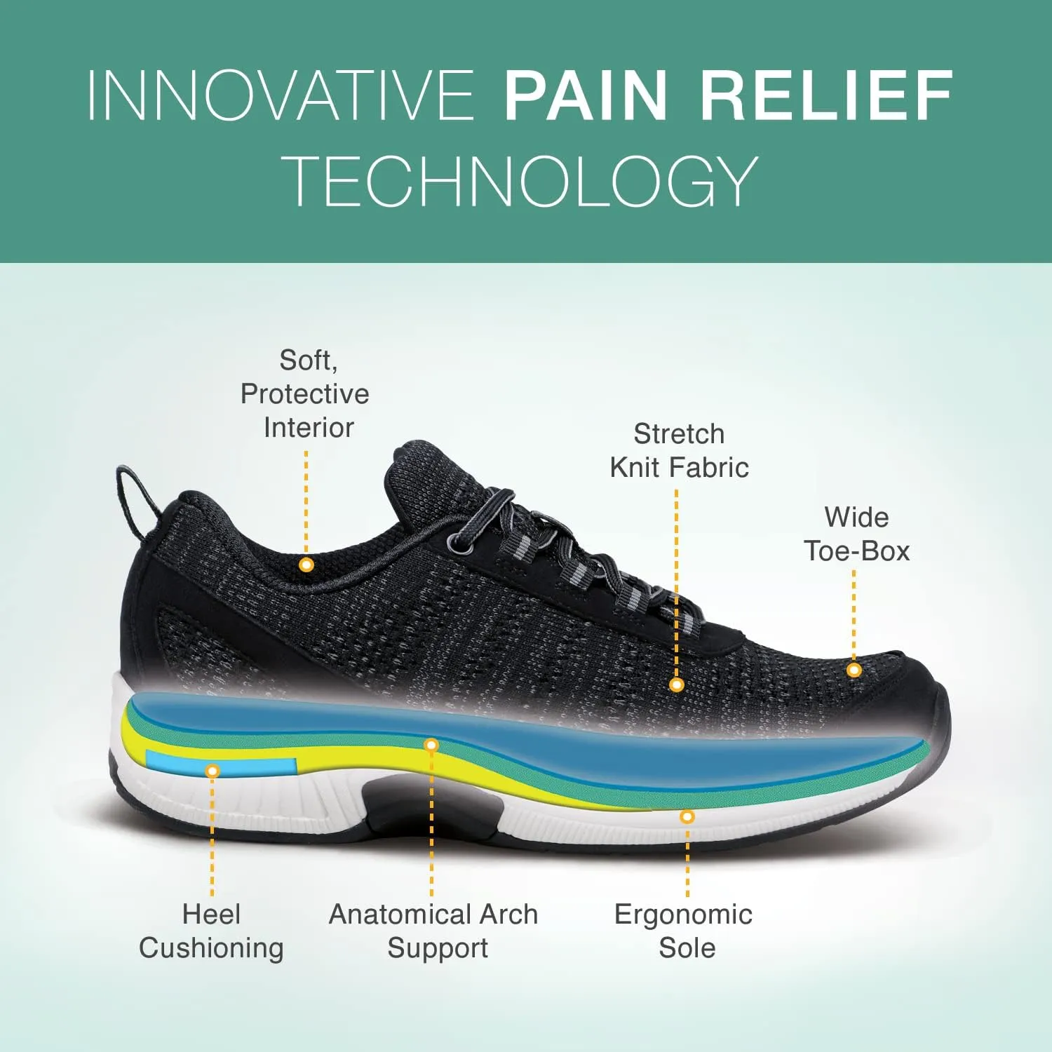 Orthofeet Men's Orthopedic Knit Lava Sneakers