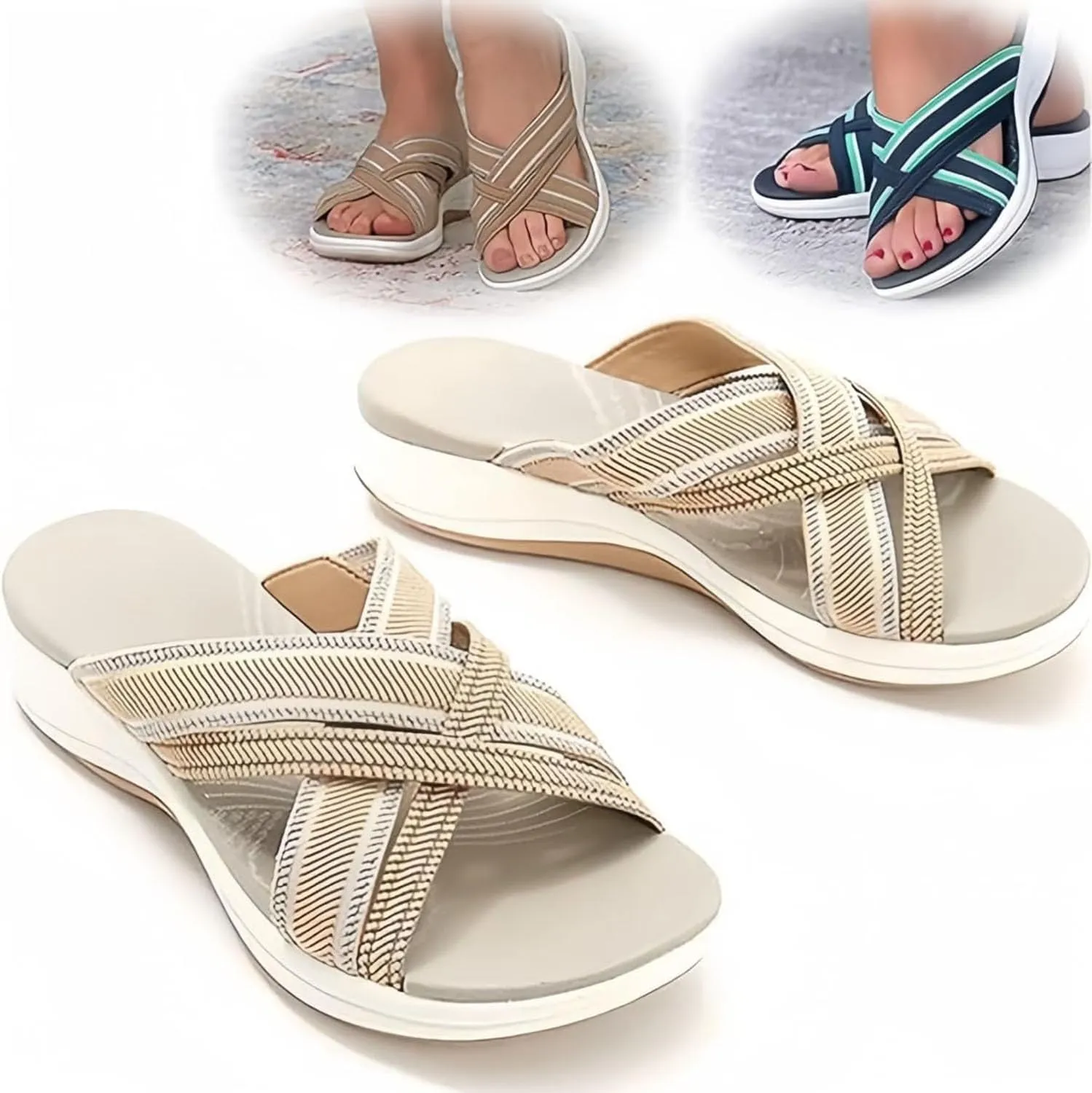 Orthopedic sandals, upgraded shock-absorbing sole sandals, elastic lightweight orthopedic open-toe sandals