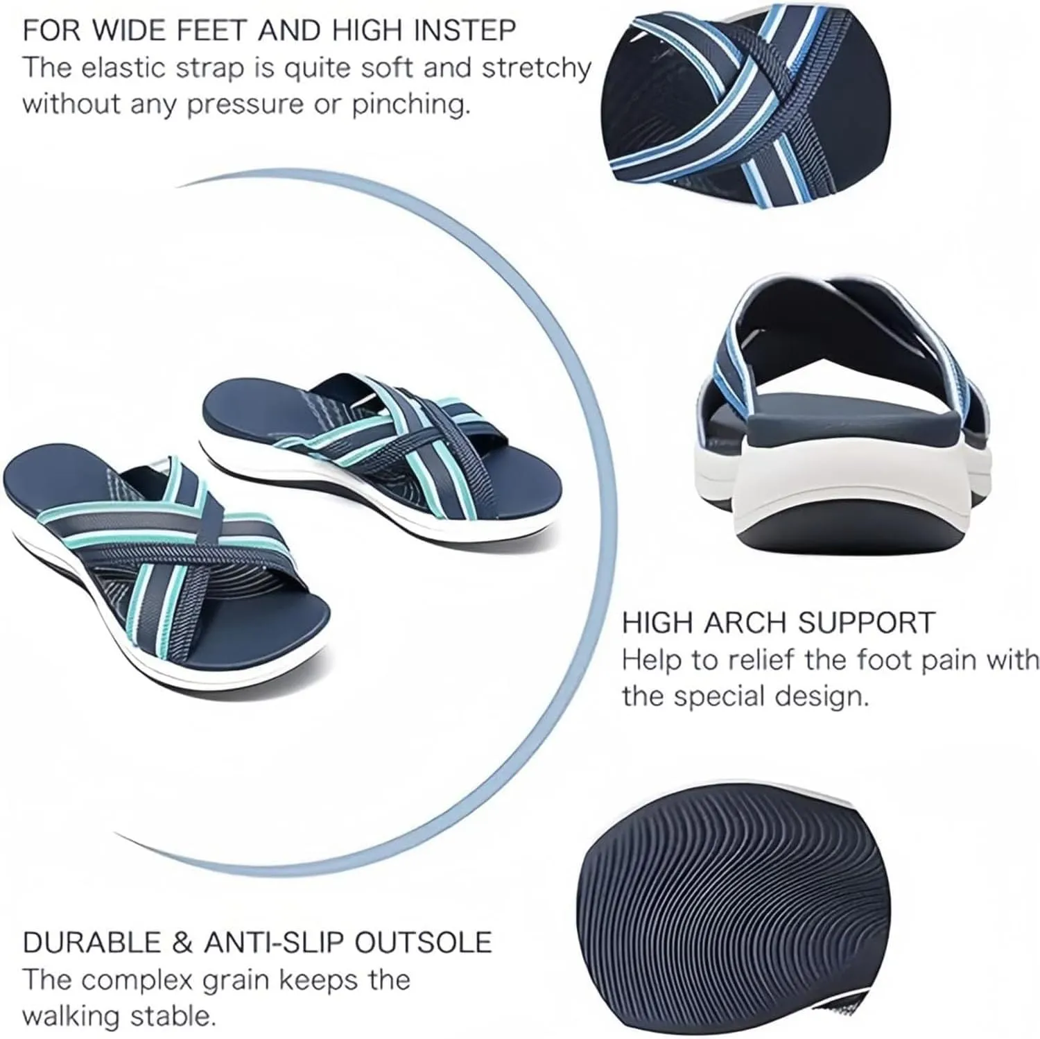 Orthopedic sandals, upgraded shock-absorbing sole sandals, elastic lightweight orthopedic open-toe sandals