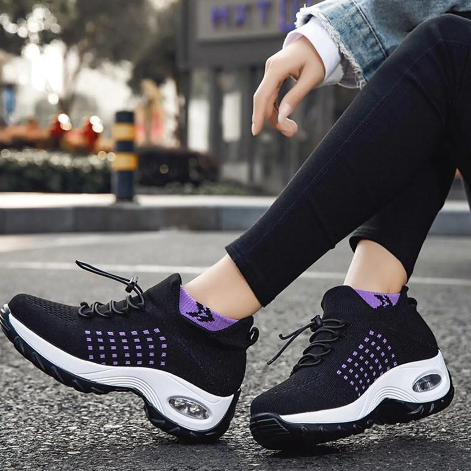 Orthopedic Sneakers Breathable Women Slip on Trainers Comfortable Shoes for Women Stretch Cushion Athletic Shoe Unisex Casual Thick Bottom Walking Shoe