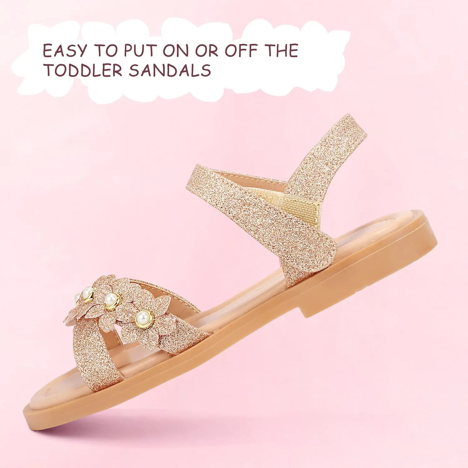 PANDANINJIA Elva Girls Sandals Open Toe Cute Flats Dress Sandals Cross Strappy Summer Shoes Toddler/Little Kid/Big Kid