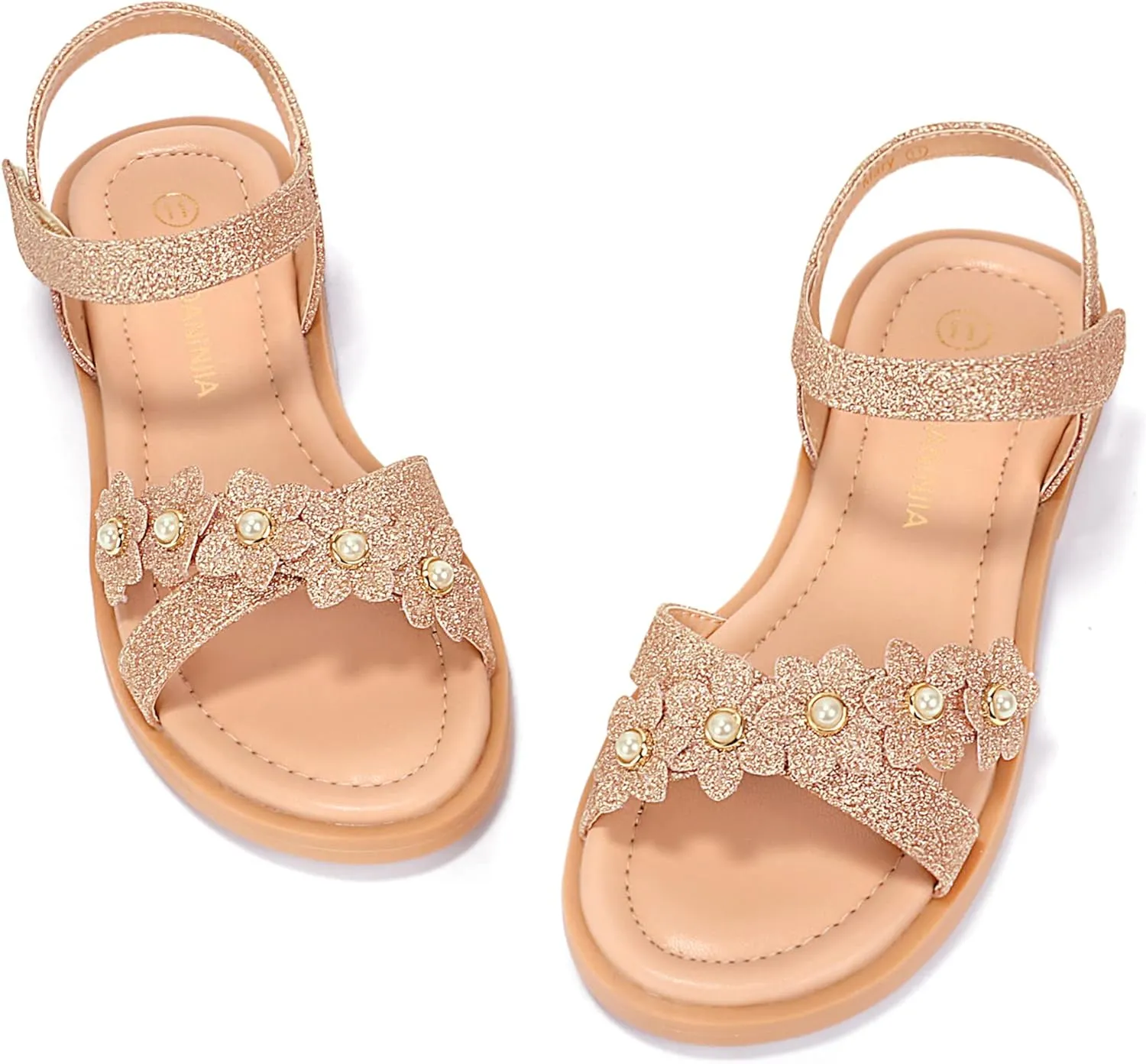 PANDANINJIA Elva Girls Sandals Open Toe Cute Flats Dress Sandals Cross Strappy Summer Shoes Toddler/Little Kid/Big Kid