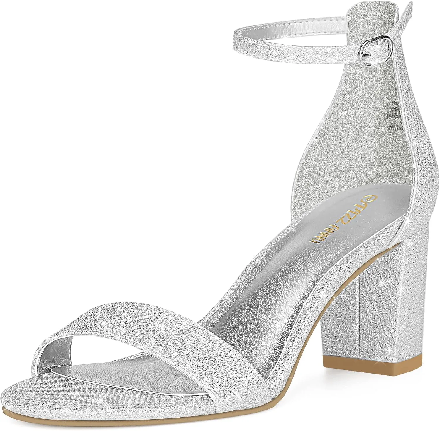 PIZZ ANNU Women's Open Toe Ankle Strap Low Block Chunky Heels Sandals Party Dress Pumps Shoes Strappy Buckle Sandals with 2.6" Tall Thick Heel Design