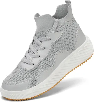 Platform Sneakers for Women- Stylish Knit Walking Shoes, High-Top Chunky Casual Tennis Sneakers for Breath Comfort