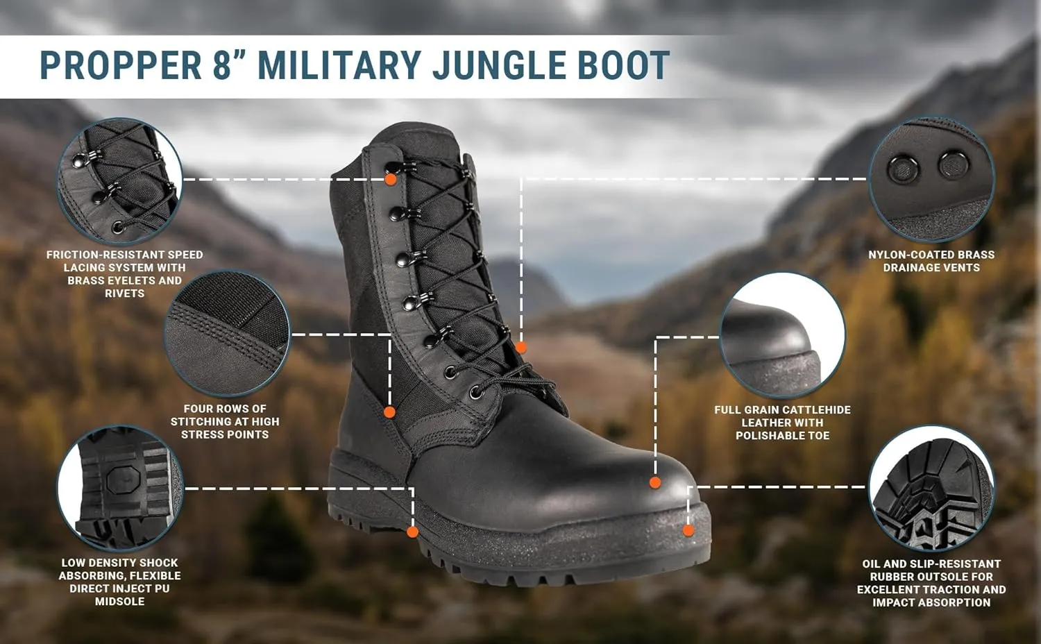 Propper Men's 8" Jungle Military Tactical Combat Boots