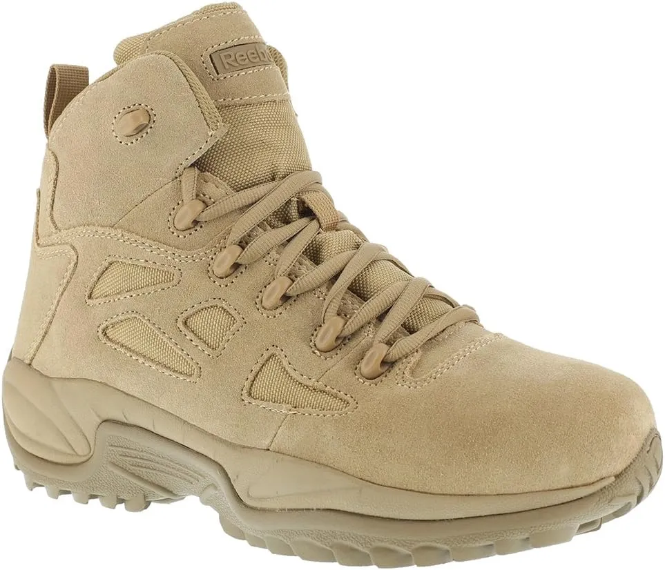 Reebok Work Men's Rapid Response RB Safety Toe 6" Stealth Boot with Side Zipper Military & Tactical