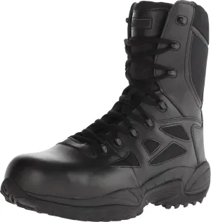 Reebok Work Men's RB8877 Rapid Response RB Soft Toe 8" StealthTactical Waterproof Boot with Side Zipper Black Military & Tactical