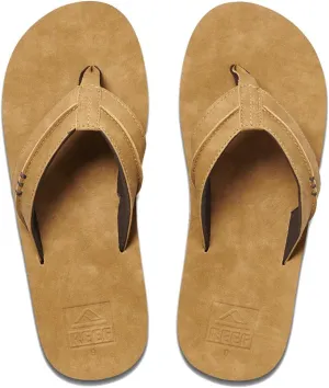 Reef Men's Sandals Marbea SL | Vegan Leather Flip Flops for Men, Tan, 14