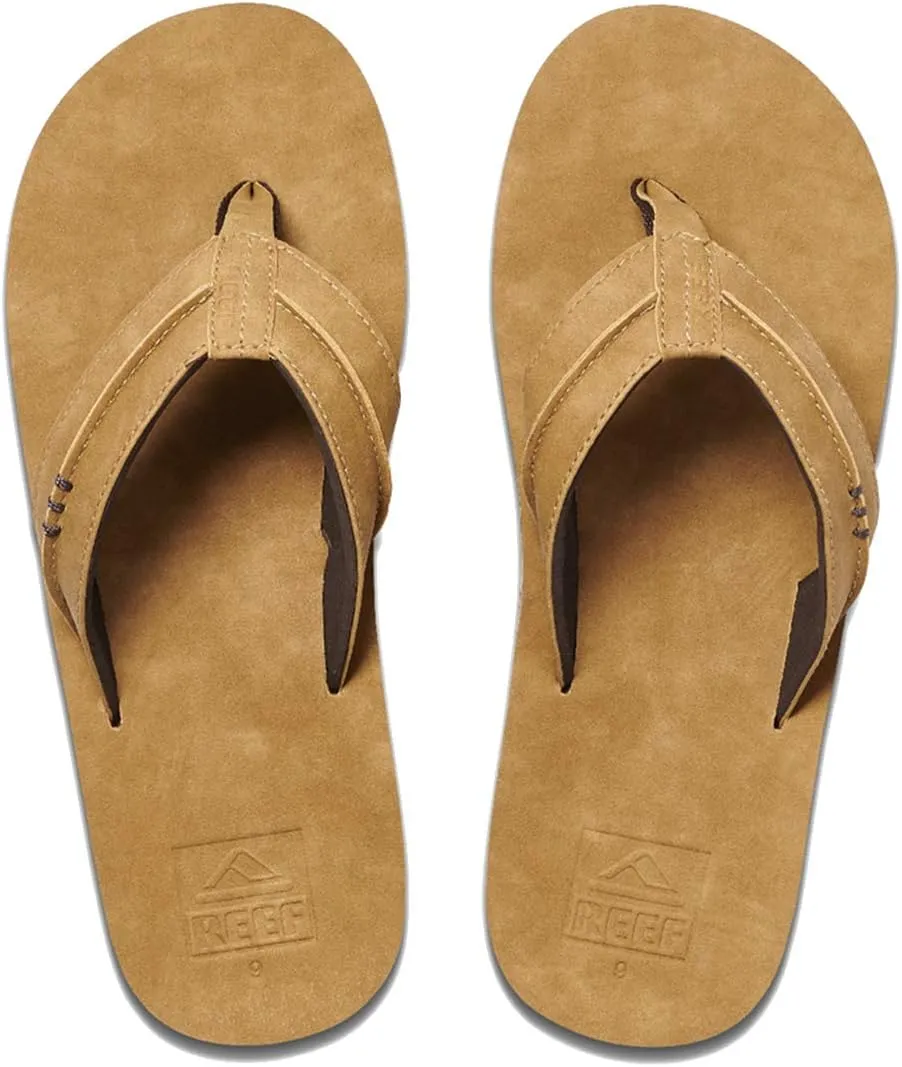 Reef Men's Sandals Marbea SL | Vegan Leather Flip Flops for Men, Tan, 14