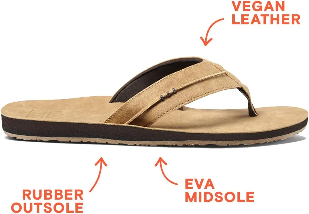 Reef Men's Sandals Marbea SL | Vegan Leather Flip Flops for Men, Tan, 14