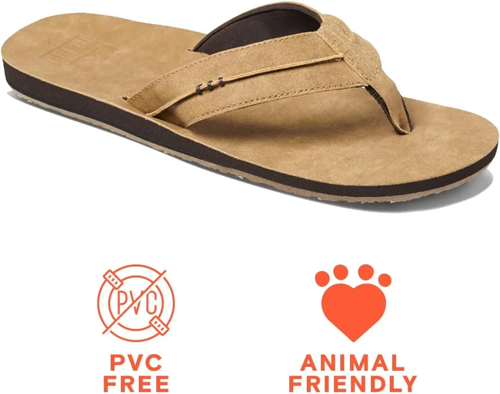 Reef Men's Sandals Marbea SL | Vegan Leather Flip Flops for Men, Tan, 14