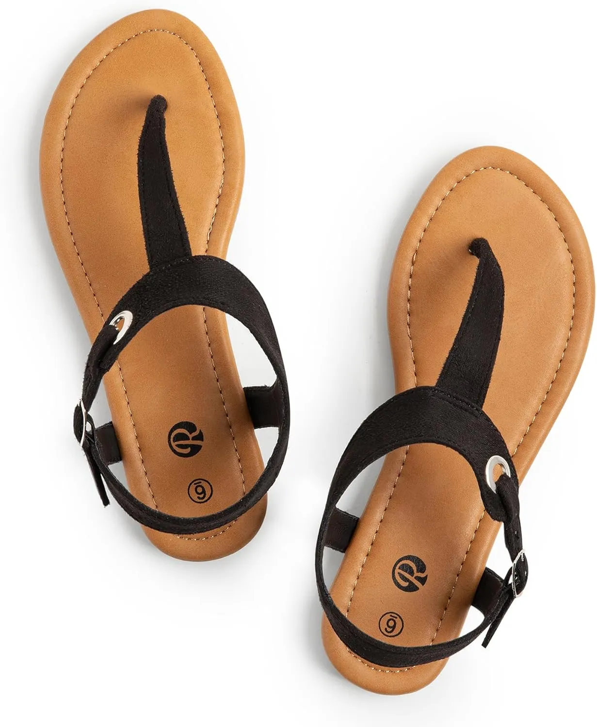 Rekayla Flat Thong Sandals with T-Strap and Adjustable Ankle Buckle for Women