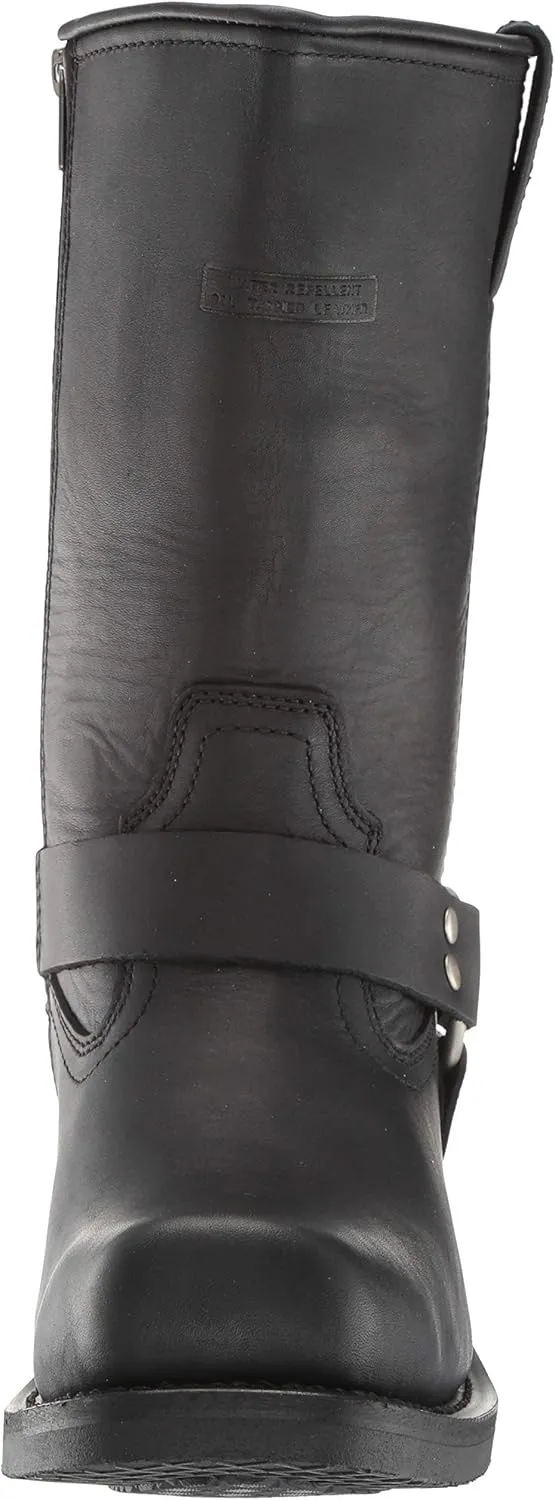 RIDETECS 13" Waterproof Biker Riding Boots For Men, Black - Full Grain Oiled Leather with Harness Strap