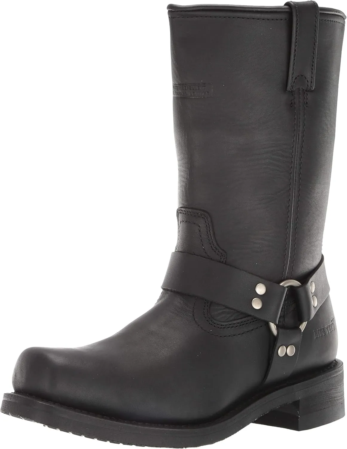 RIDETECS 13" Waterproof Biker Riding Boots For Men, Black - Full Grain Oiled Leather with Harness Strap
