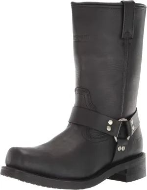 RIDETECS 13" Waterproof Biker Riding Boots For Men, Black - Full Grain Oiled Leather with Harness Strap