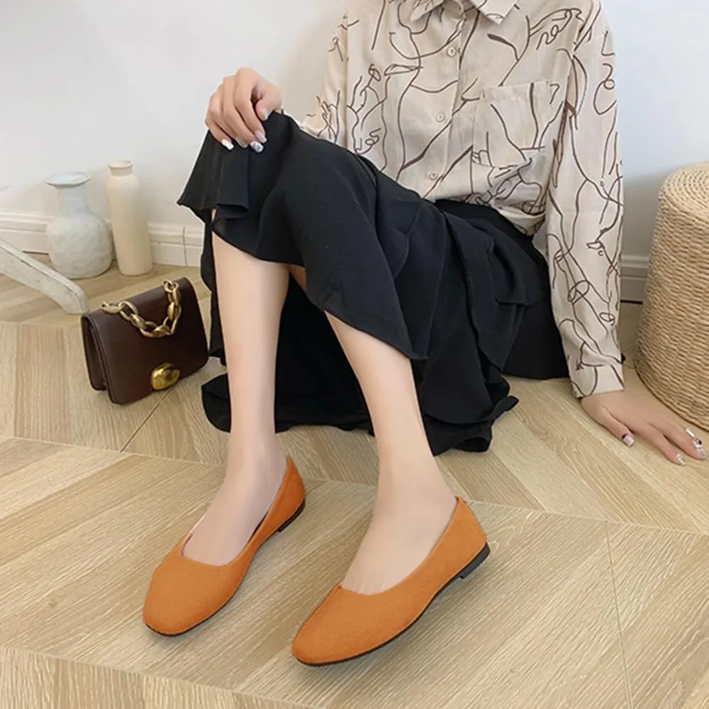 Rojeam Womens Flats Shoes Portable Pumps Ballet Flat Slip-on Ballerina Pumps Shoes Ladies Loafers