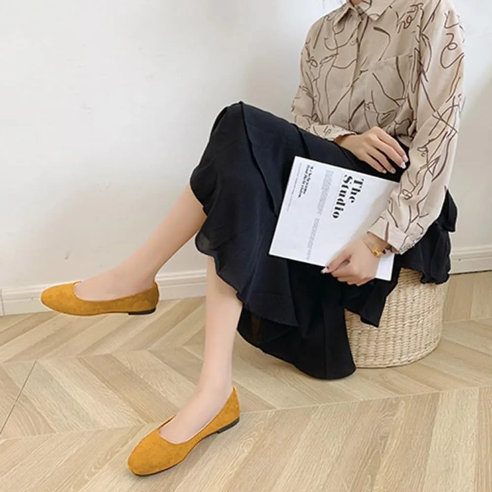 Rojeam Womens Flats Shoes Portable Pumps Ballet Flat Slip-on Ballerina Pumps Shoes Ladies Loafers