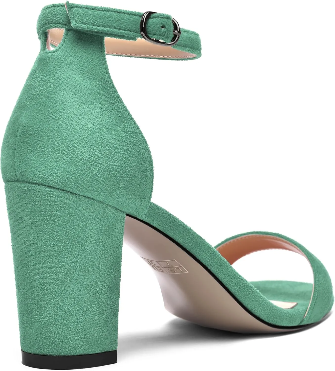 ROSERWISH Womens Dress Buckle Round Toe Suede Dating Ankle Strap Fashion Block High Heel Heeled Sandals 3.3 Inch