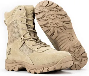 RYNO GEAR Men's Military & Tactical Boots, CoolMax Tactical Combat Military Durable Leather Work Utility Outdoor Hiking Assault Boots (Tan/Coyote/Black)
