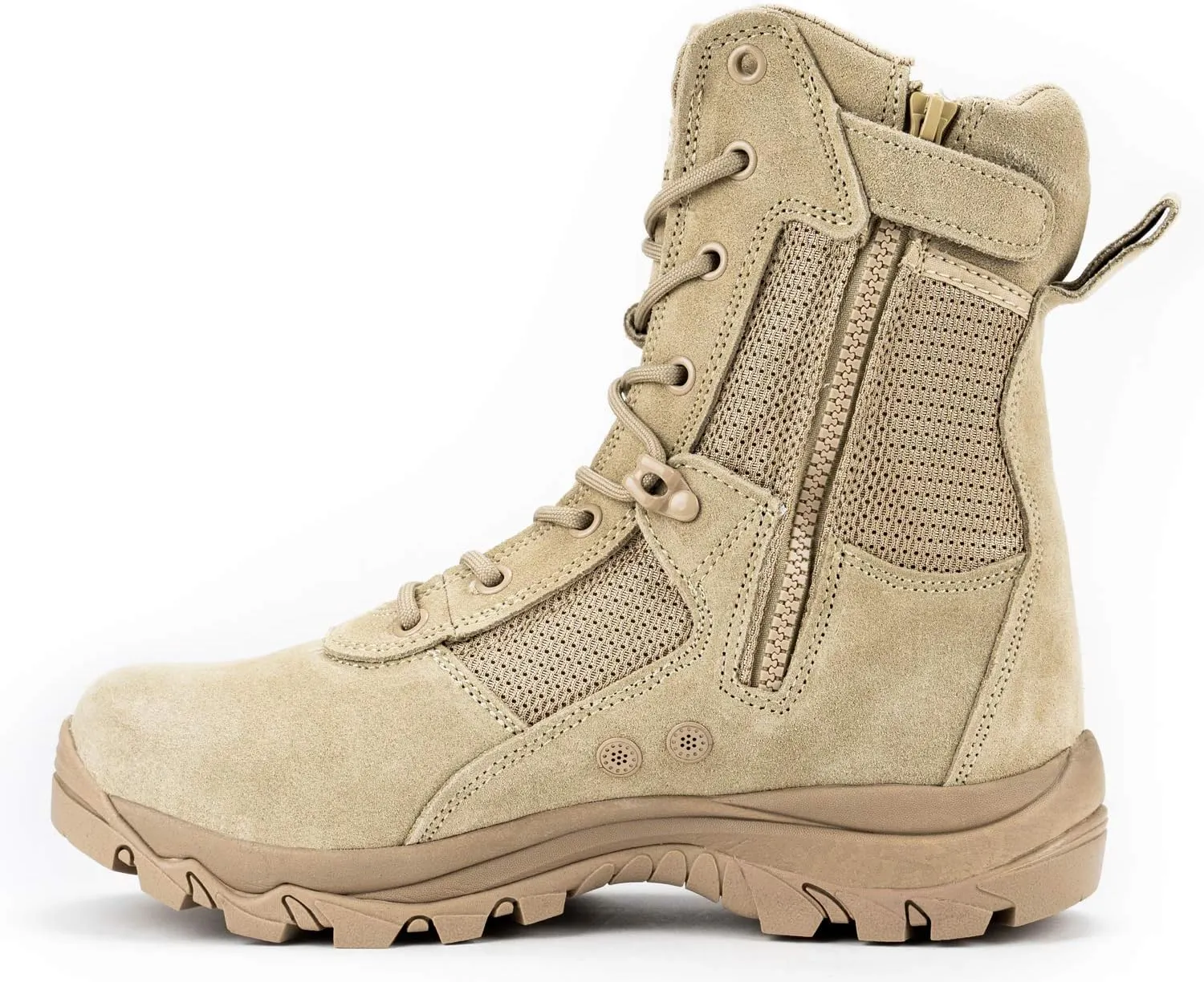 RYNO GEAR Men's Military & Tactical Boots, CoolMax Tactical Combat Military Durable Leather Work Utility Outdoor Hiking Assault Boots (Tan/Coyote/Black)