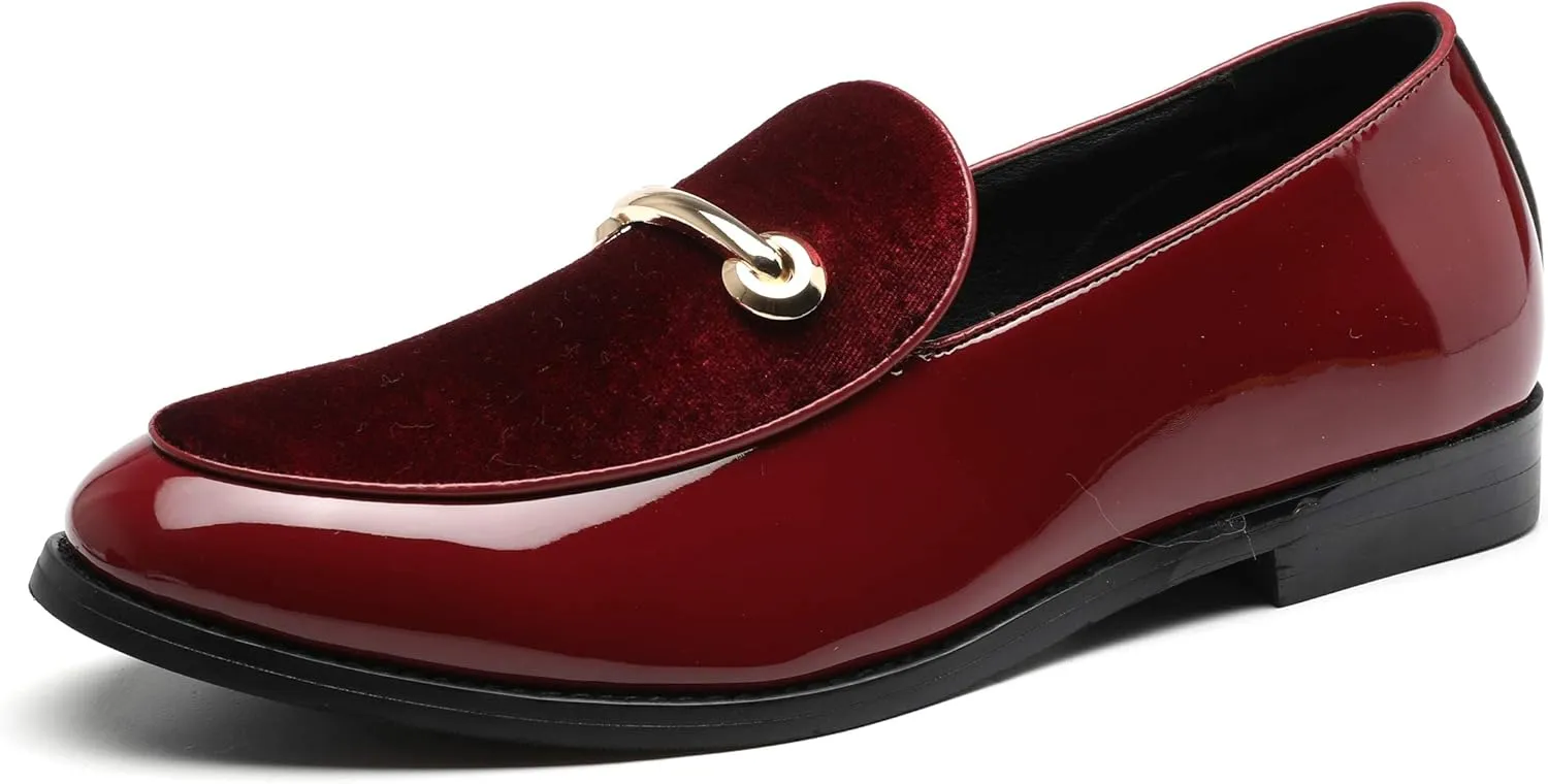 Santimon Fashion Loafers Men Dress Suede Patent Leather Driving Flats Slip on Moccasins Casual Shoes