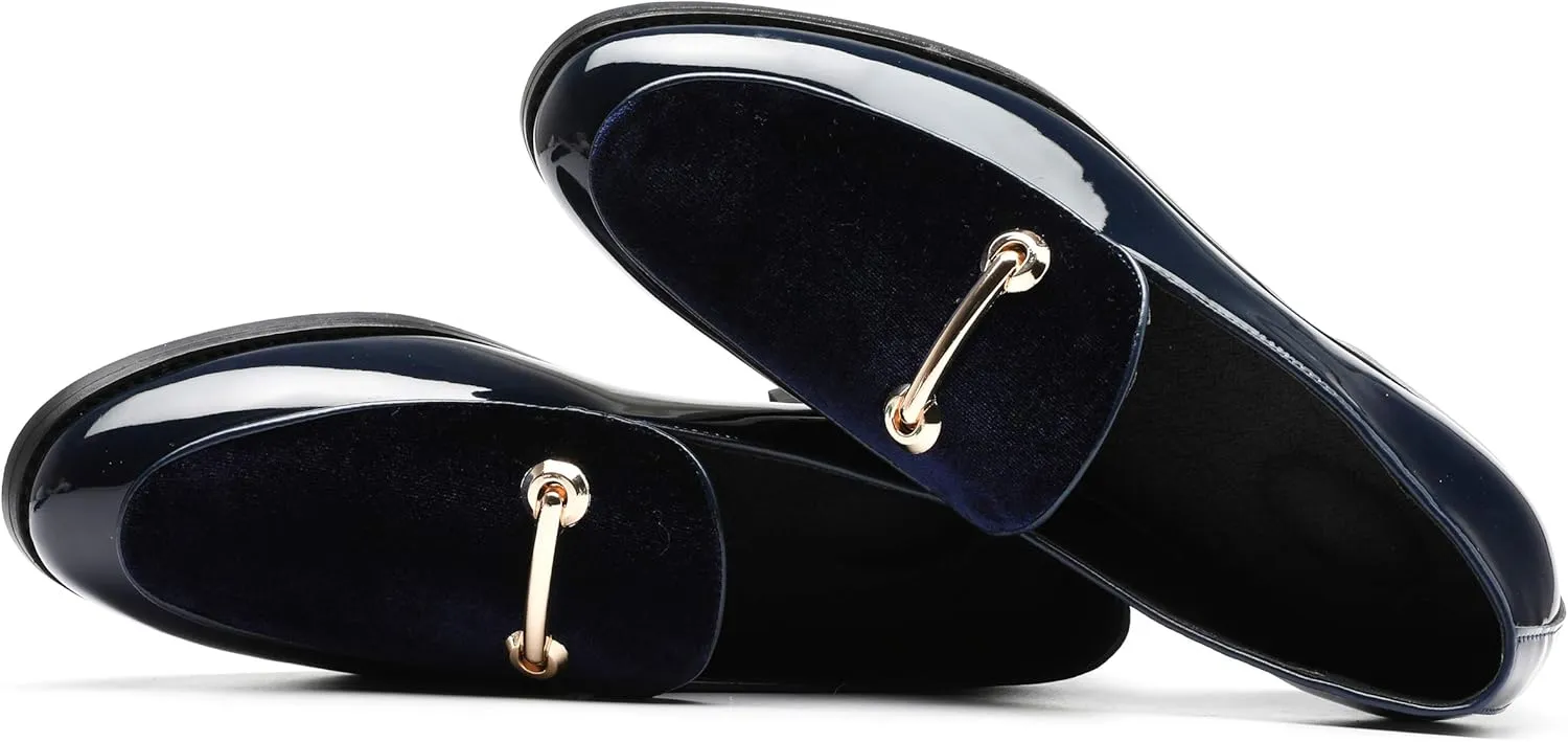 Santimon Fashion Loafers Men Dress Suede Patent Leather Driving Flats Slip on Moccasins Casual Shoes