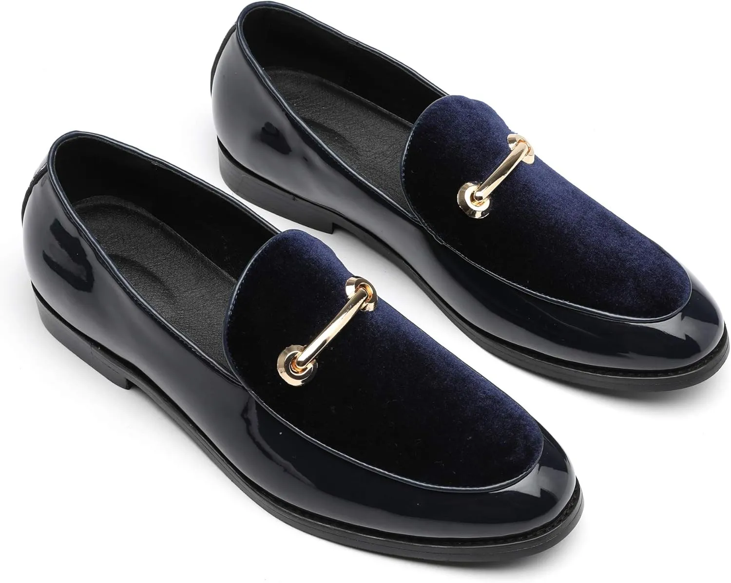 Santimon Fashion Loafers Men Dress Suede Patent Leather Driving Flats Slip on Moccasins Casual Shoes
