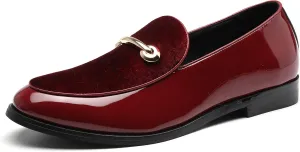 Santimon Fashion Loafers Men Dress Suede Patent Leather Driving Flats Slip on Moccasins Casual Shoes