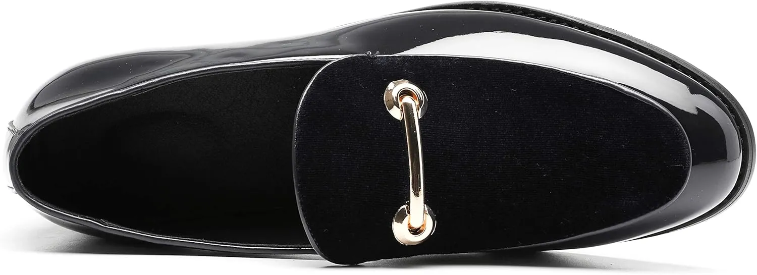 Santimon Fashion Loafers Men Dress Suede Patent Leather Driving Flats Slip on Moccasins Casual Shoes